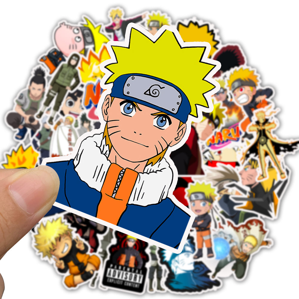 50 PICS Naruto Inspired Japanese anime WaterProof Stickers for Guitar, Laptops, Hard Hat, Bottles, Vehicles, Windows, Rooms and more~~~