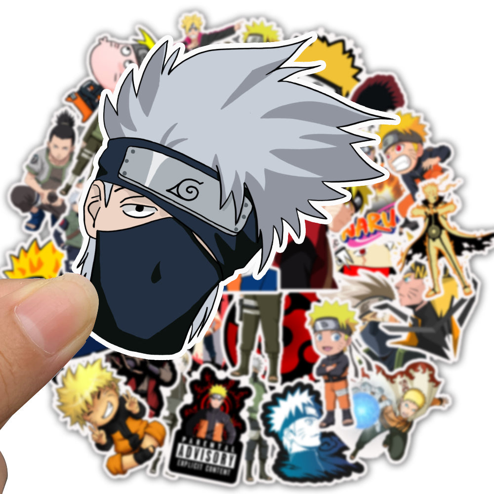 50 PICS Naruto Inspired Japanese anime WaterProof Stickers for Guitar, Laptops, Hard Hat, Bottles, Vehicles, Windows, Rooms and more~~~