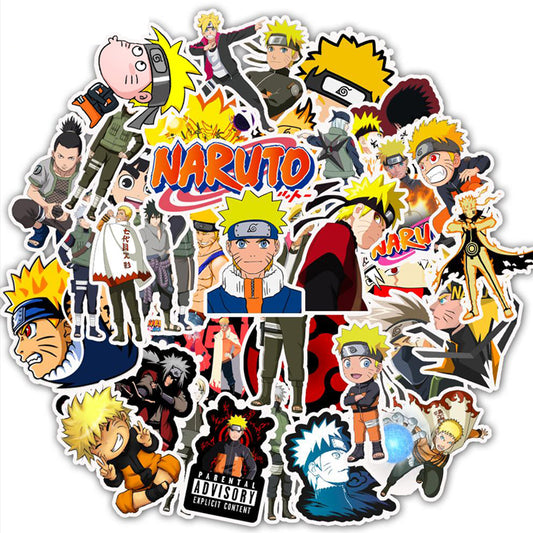 50 PICS Naruto Inspired Japanese anime WaterProof Stickers for Guitar, Laptops, Hard Hat, Bottles, Vehicles, Windows, Rooms and more~~~