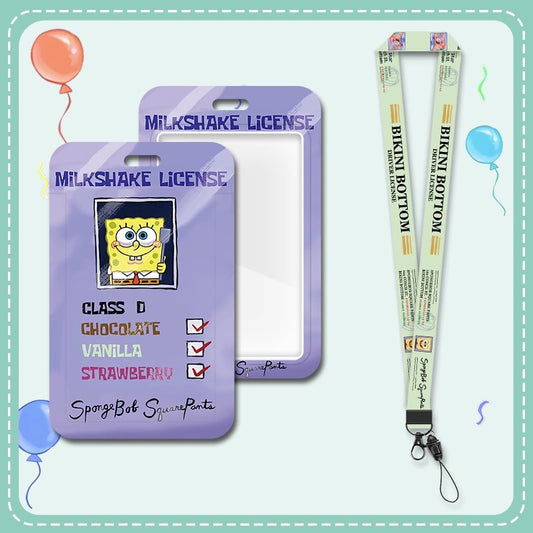 SpongeBob  Inspired Driver License Credit Card Lanyard and ID holder in Purple