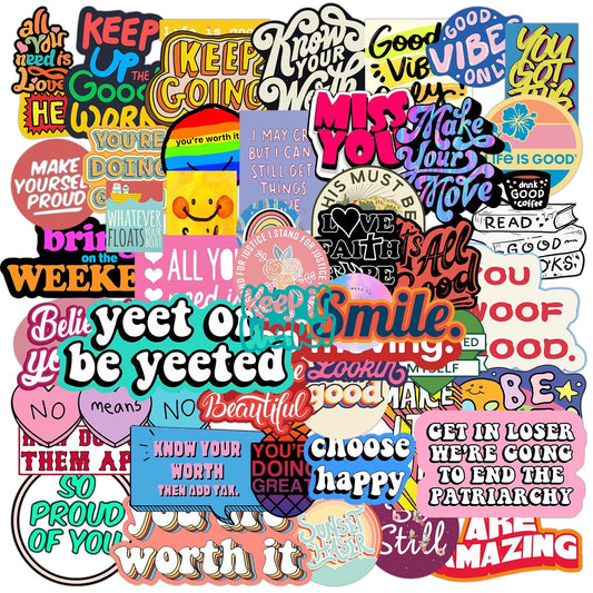 50 PICS Motivation Sweet Words  Waterproof Stickers for Guitars, Laptops, Gifts, Rooms, Vehicles and more