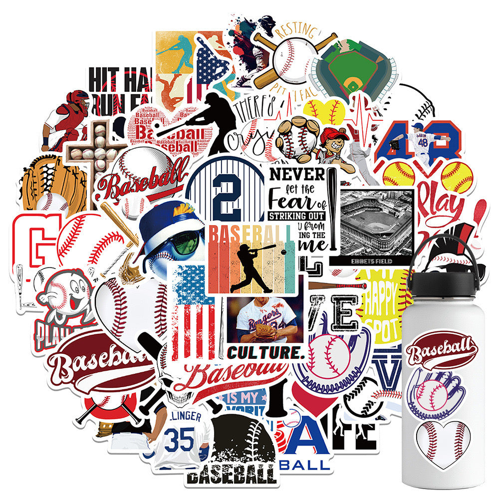 50 PICS Baseball Lovers High-Quality  Waterproof Stickers for Guitars, Laptops, Gifts, Rooms, Vehicles and more