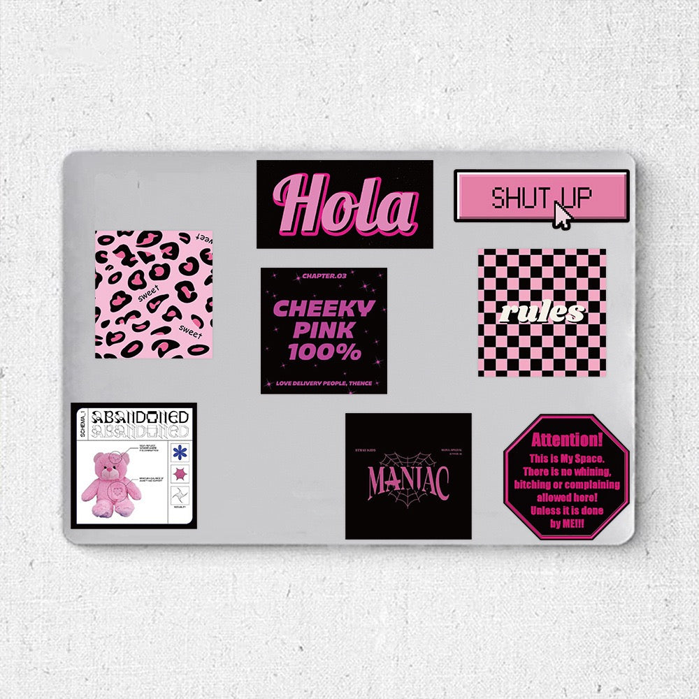 50 PICS BLACK & PINK GIRLS-POWER Slogan  Original  Designed Waterproof Stickers for Guitars, Laptops, Gifts, Rooms, Vehicles and more