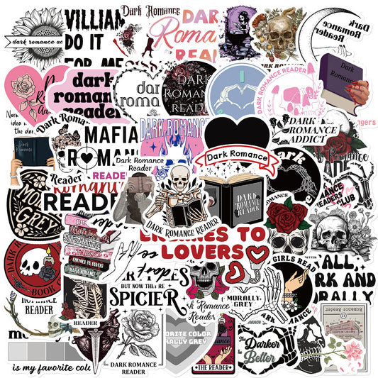 Best Seller Alarts ! 50 PCS Dark Romance Reader Themed  Iconic  WaterProof Stickers for Guitar, Laptops, Hard Hat, Bottles, Vehicles, Windows, Rooms and more~~~