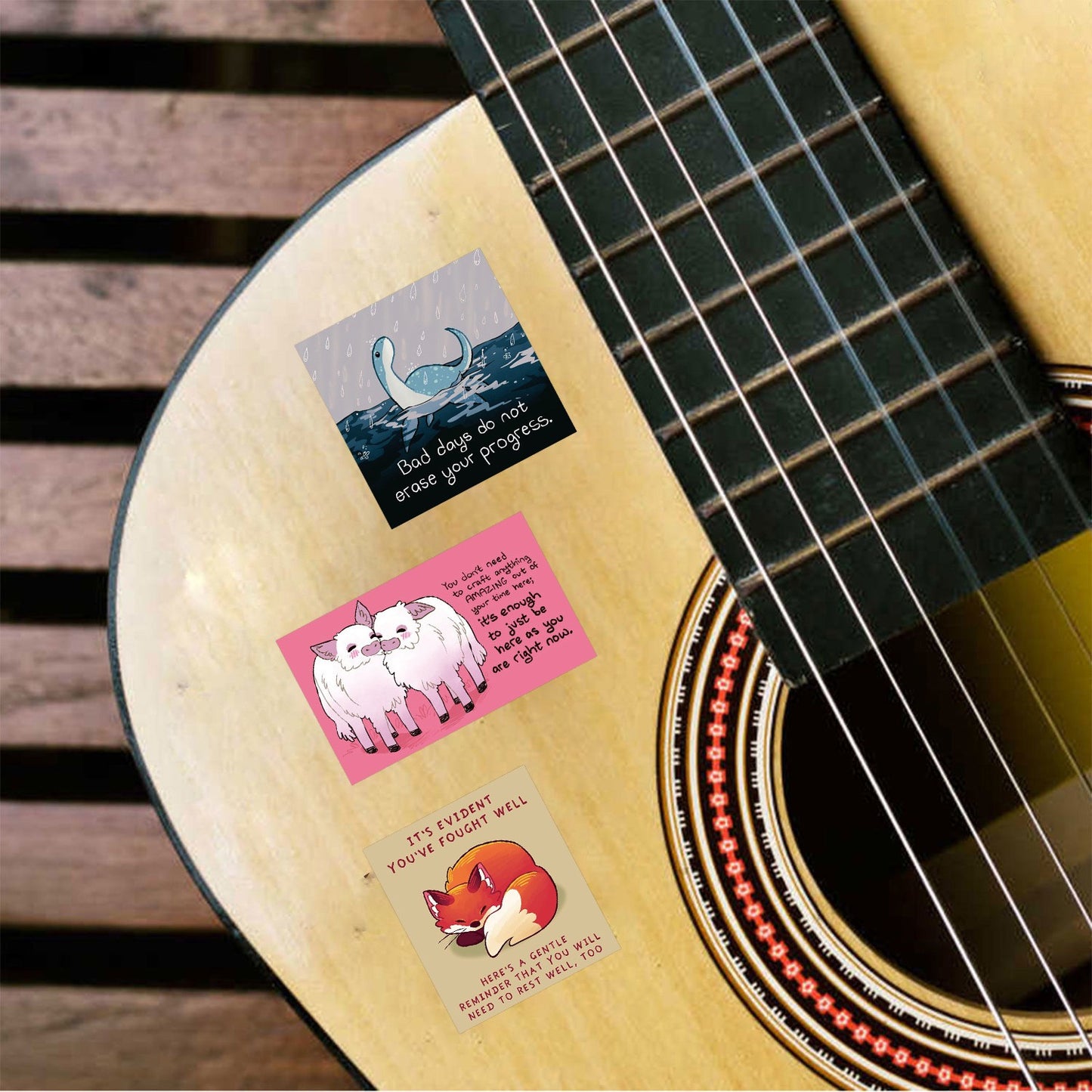 Collect 110 Sweet Words of Wisdom with Dewey Animals Waterproof Stickers for Guitars, Laptops, Gifts, Rooms, Vehicles and more