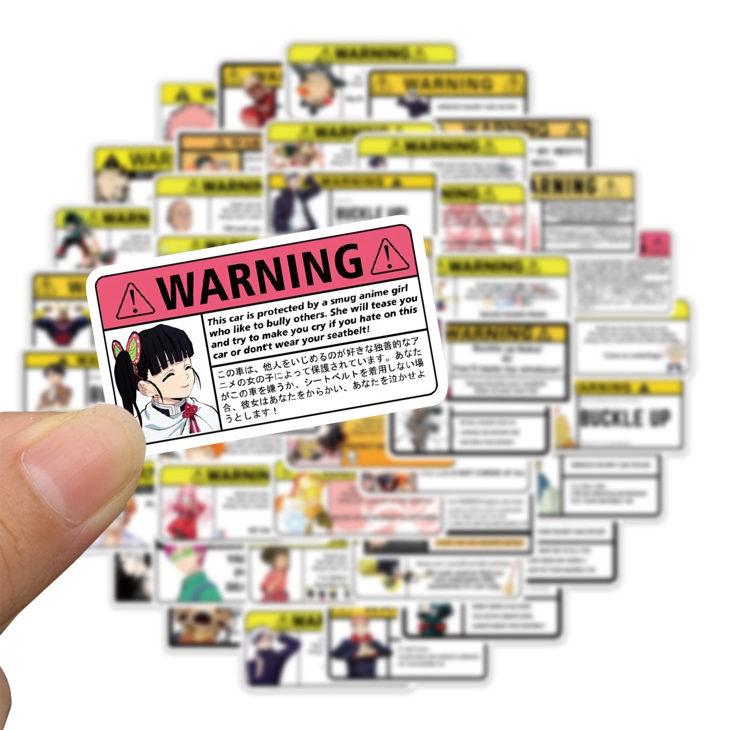 50 PICS Japanese Animation Warnings Vinyl Super Durable Hard Hat Stickers for Guitar, Laptops, Hard Hat, Bottles, Vehicles, Windows, Rooms and more~~~