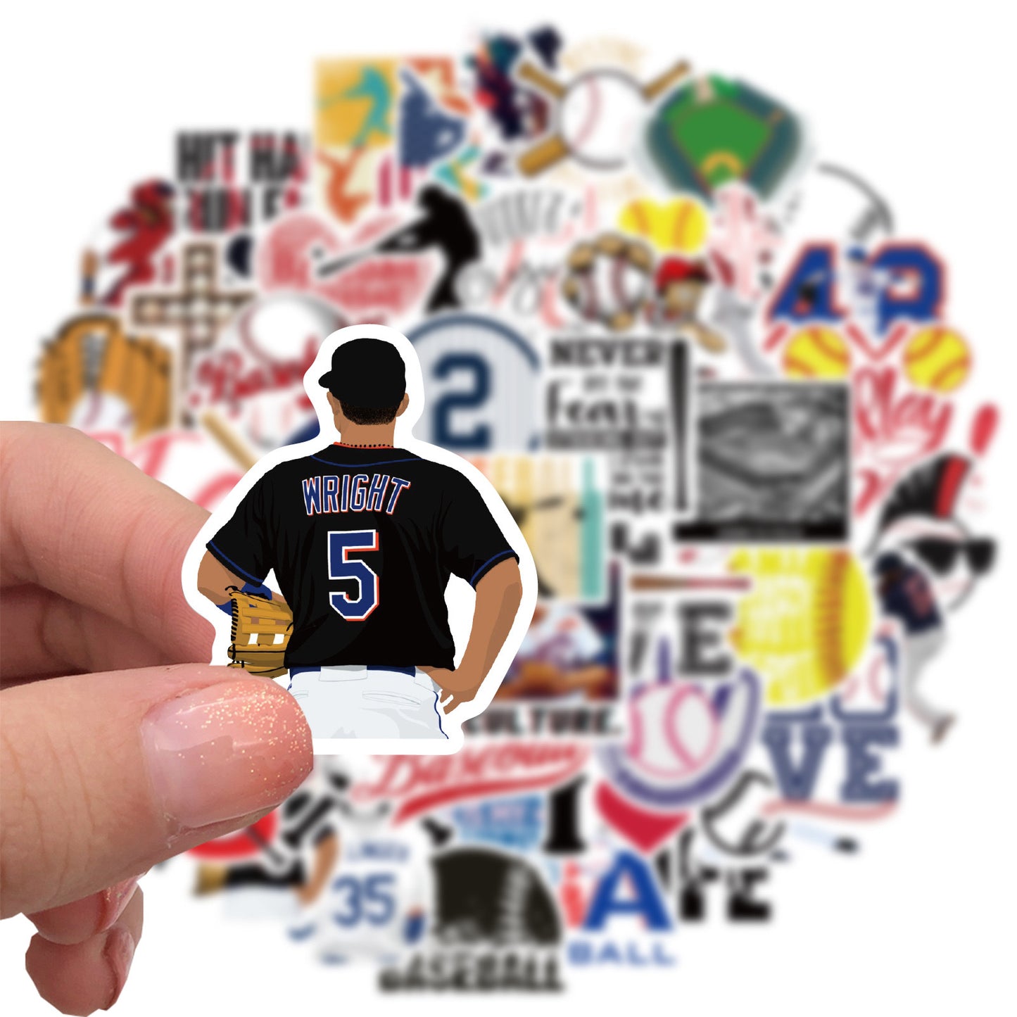 50 PICS Baseball Lovers High-Quality  Waterproof Stickers for Guitars, Laptops, Gifts, Rooms, Vehicles and more