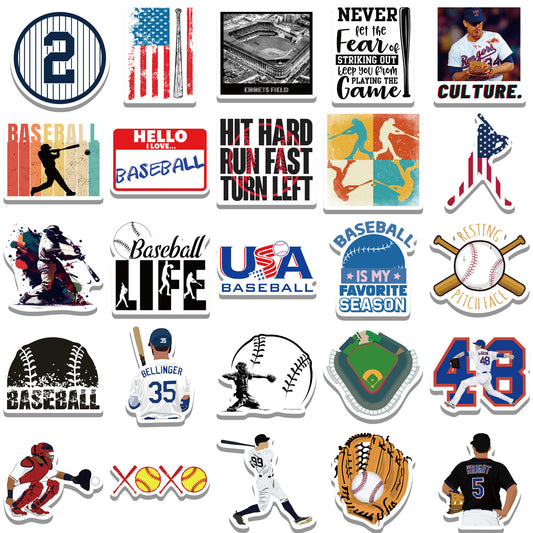 50 PICS Baseball Lovers High-Quality  Waterproof Stickers for Guitars, Laptops, Gifts, Rooms, Vehicles and more