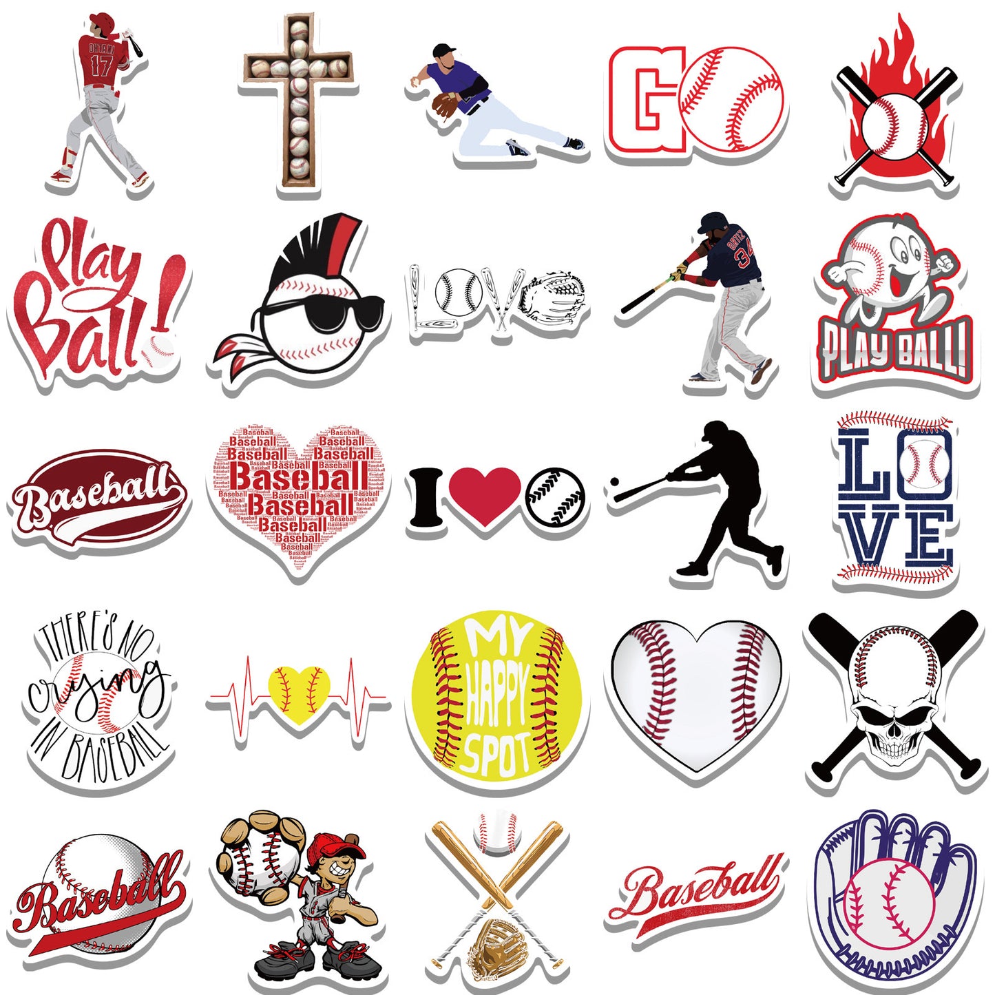 50 PICS Baseball Lovers High-Quality  Waterproof Stickers for Guitars, Laptops, Gifts, Rooms, Vehicles and more