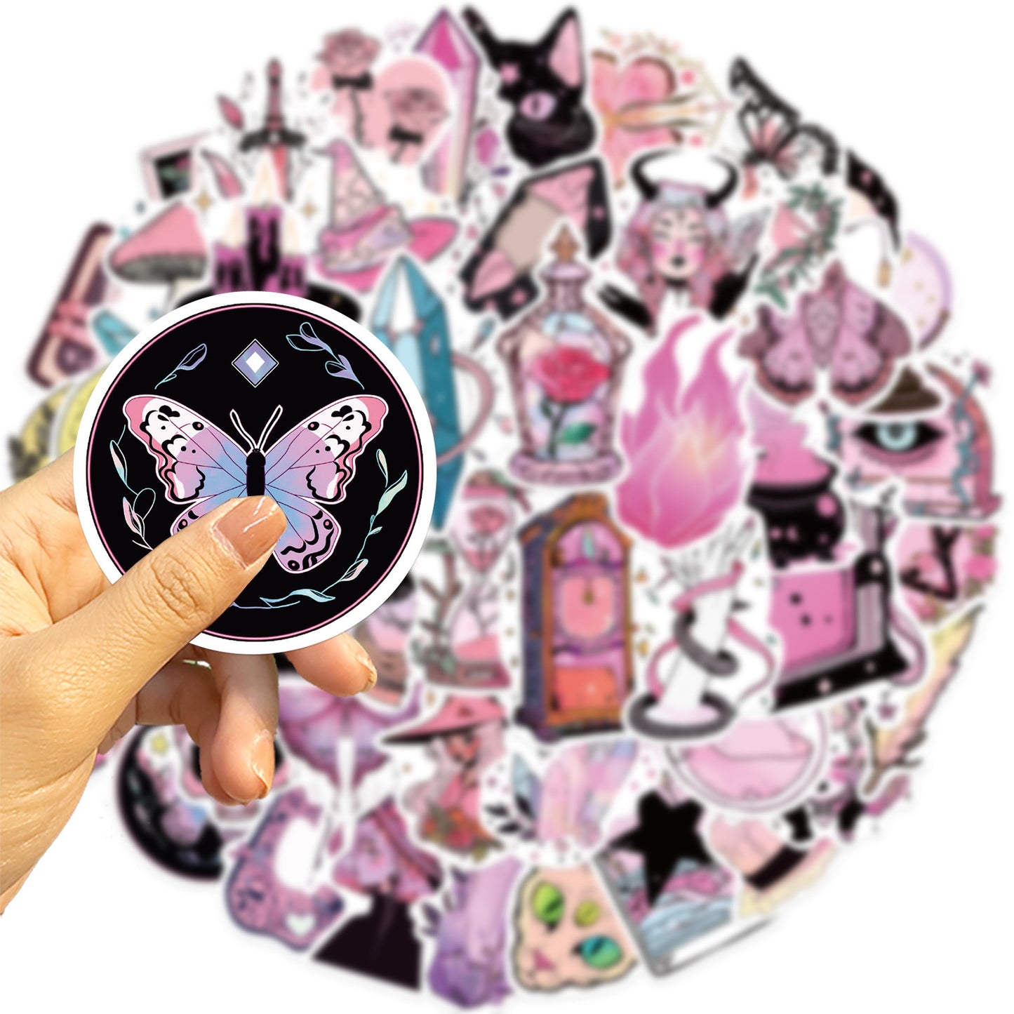 50 PICS The Pink Witches Waterproof Stickers for Guitars, Laptops, Gifts, Rooms, Vehicles and more