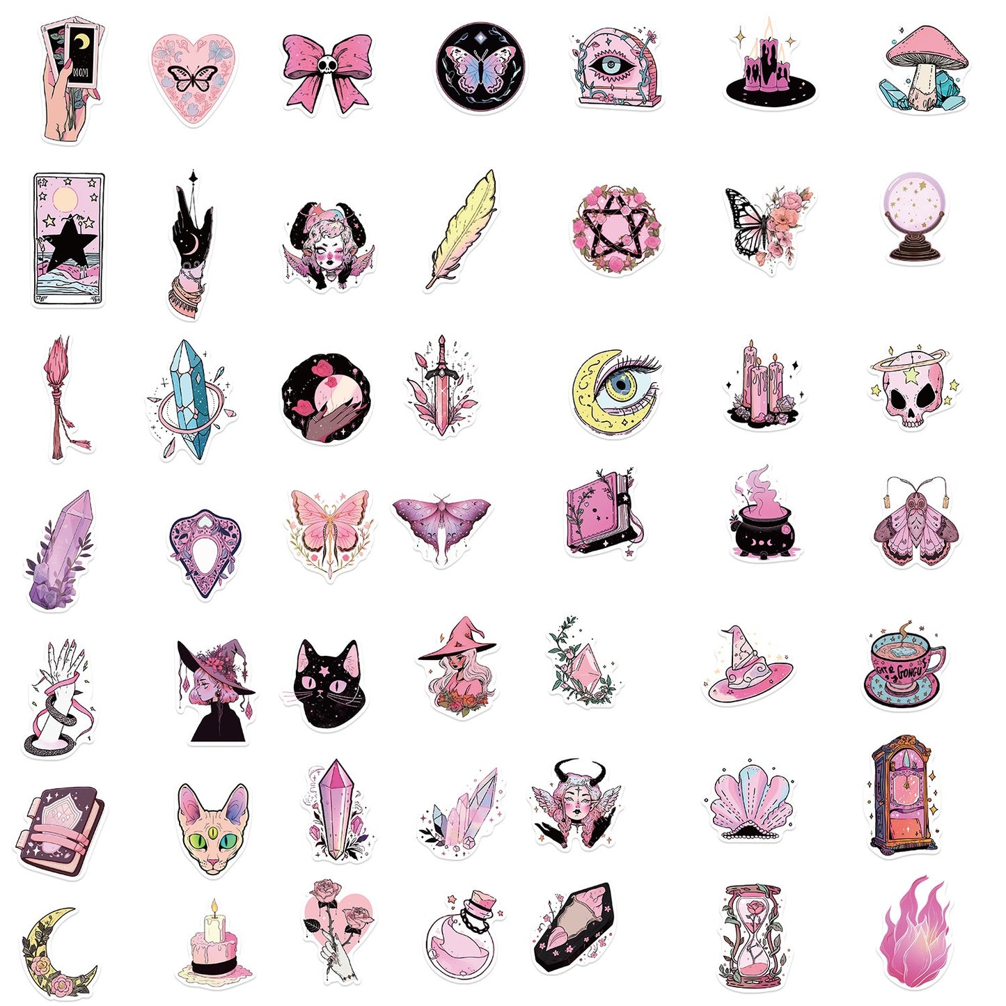 50 PICS The Pink Witches Waterproof Stickers for Guitars, Laptops, Gifts, Rooms, Vehicles and more