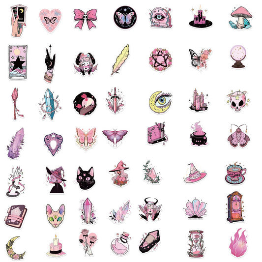 50 PICS The Pink Witches Waterproof Stickers for Guitars, Laptops, Gifts, Rooms, Vehicles and more