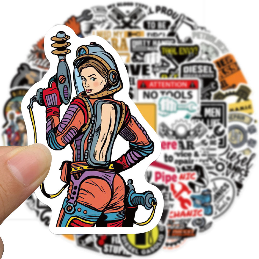 50 PICS Best Seller  Hard Hat  Mechanic  Stickers for Guitar, Laptops, Hard Hat, Bottles, Vehicles, Windows, Rooms and more~~~