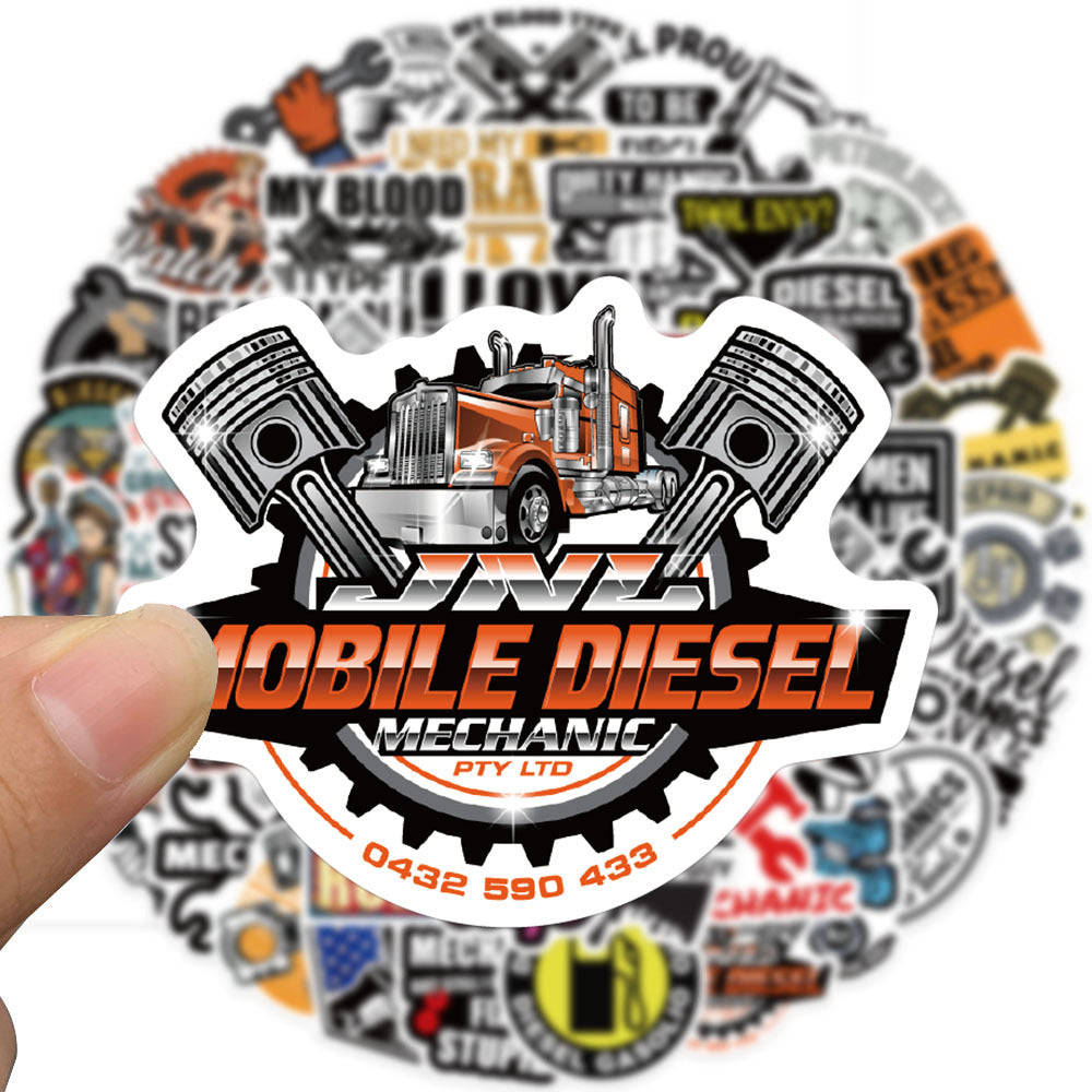 50 PICS Best Seller  Hard Hat  Mechanic  Stickers for Guitar, Laptops, Hard Hat, Bottles, Vehicles, Windows, Rooms and more~~~