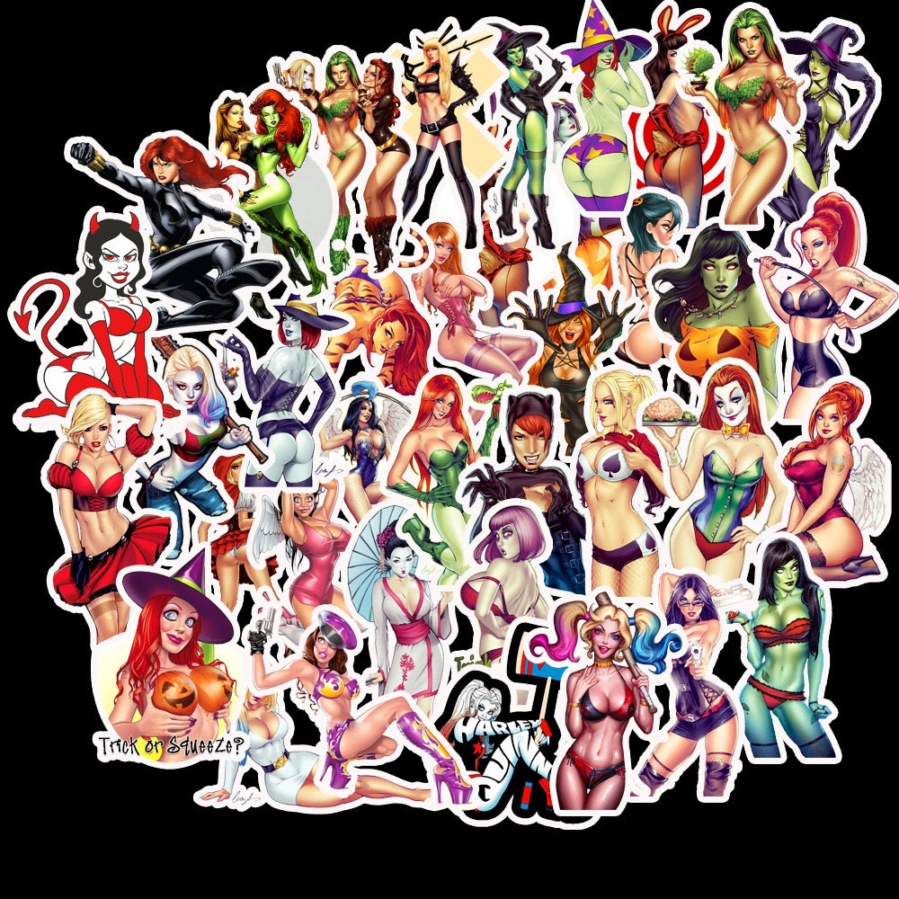 100 PICS Super Naughty Dream Girls  (No Repeated !) Waterproof Vinyl Stickers for Guitar, Laptops, Hard Hat, Bottles, Vehicles, Windows, Rooms and more~~~