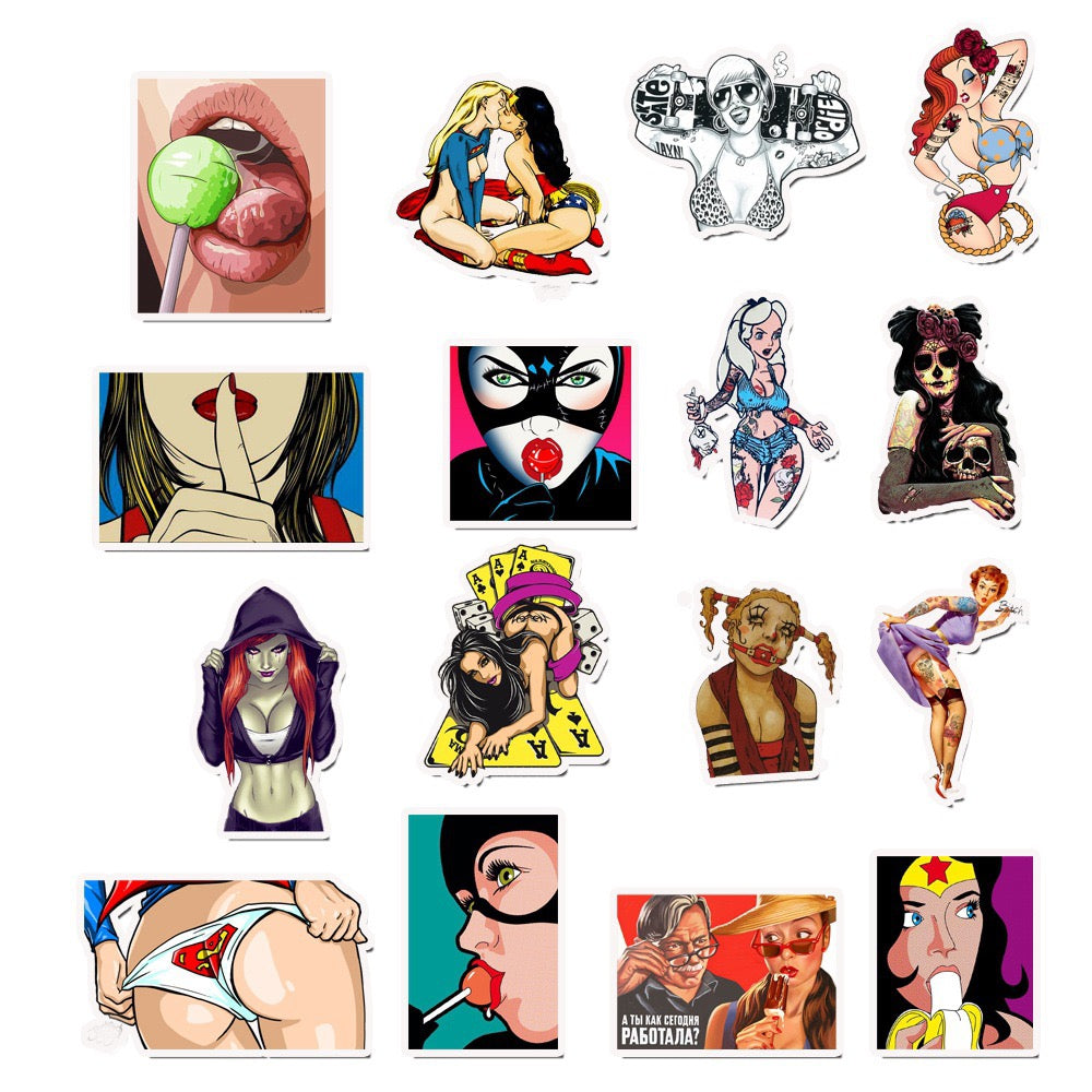 100 PICS Super Naughty Dream Girls  (No Repeated !) Waterproof Vinyl Stickers for Guitar, Laptops, Hard Hat, Bottles, Vehicles, Windows, Rooms and more~~~