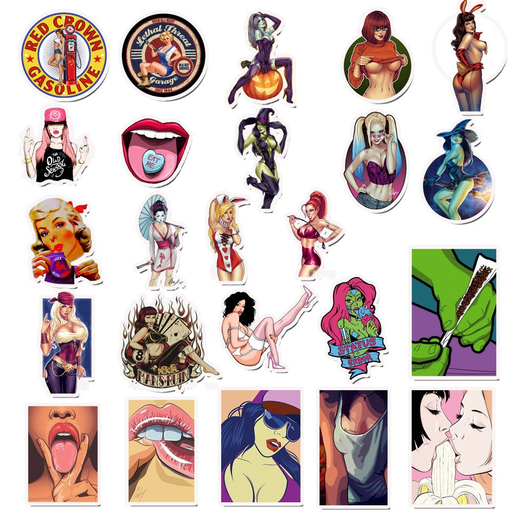 100 PICS Super Naughty Dream Girls  (No Repeated !) Waterproof Vinyl Stickers for Guitar, Laptops, Hard Hat, Bottles, Vehicles, Windows, Rooms and more~~~