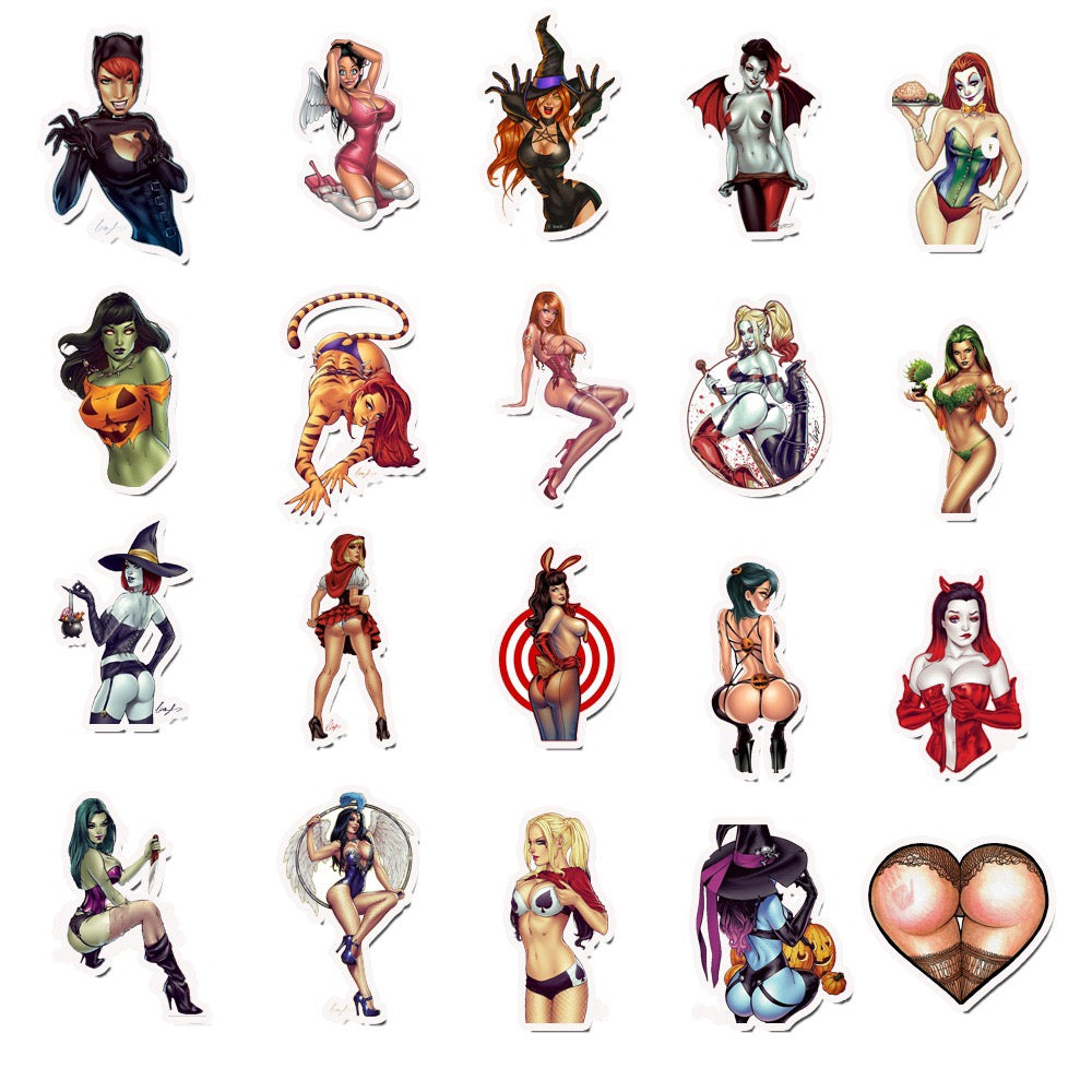 100 PICS Super Naughty Dream Girls  (No Repeated !) Waterproof Vinyl Stickers for Guitar, Laptops, Hard Hat, Bottles, Vehicles, Windows, Rooms and more~~~