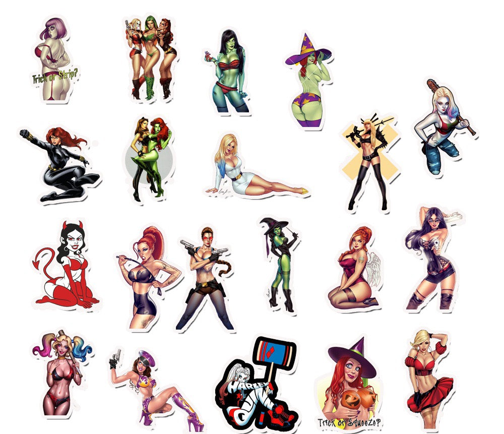 100 PICS Super Naughty Dream Girls  (No Repeated !) Waterproof Vinyl Stickers for Guitar, Laptops, Hard Hat, Bottles, Vehicles, Windows, Rooms and more~~~