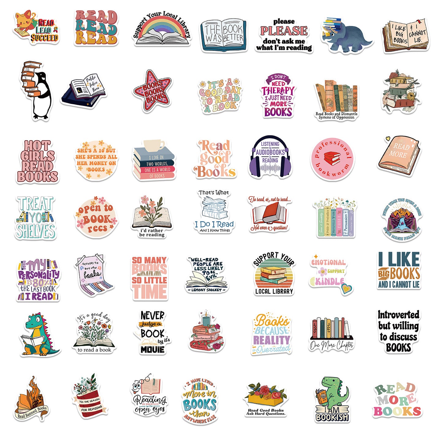 50 PICS Reading Lovers Stickers WaterProof Stickers for Guitar, Laptops, Hard Hat, Bottles, Vehicles, Windows, Rooms and more~~~