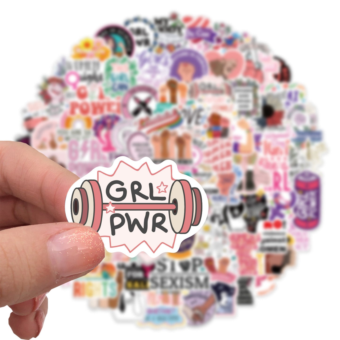 100 PICS GirlsPower Stickers WaterProof Stickers for Guitar, Laptops, Hard Hat, Bottles, Vehicles, Windows, Rooms and more~~~