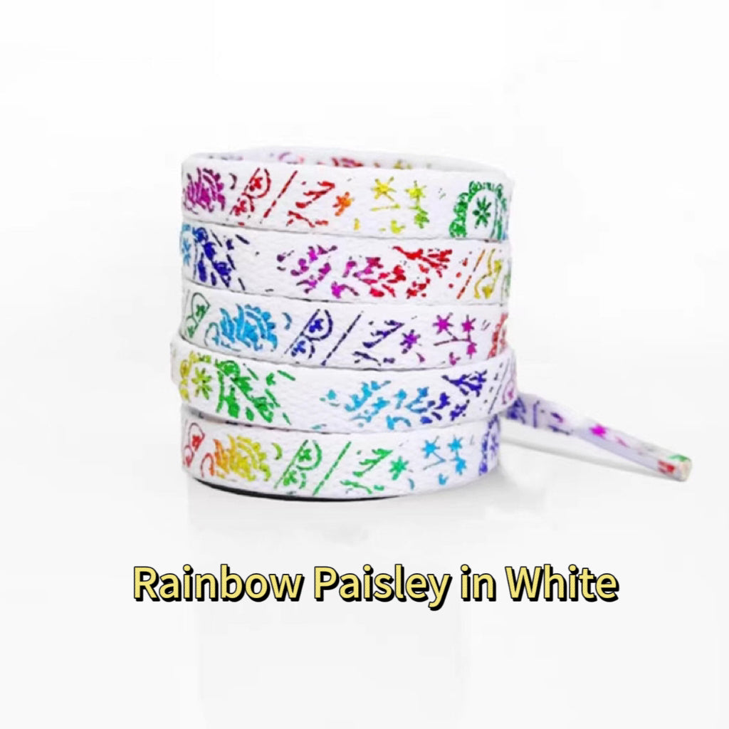 GLOW in the DARK Paisley Pattern Bandana style Shoe Laces for Sneakers/Reflective Shoe Laces