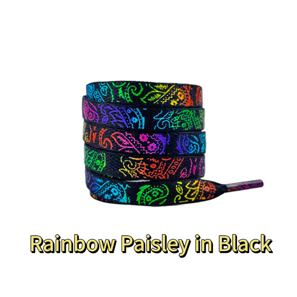 GLOW in the DARK Paisley Pattern Bandana style Shoe Laces for Sneakers/Reflective Shoe Laces