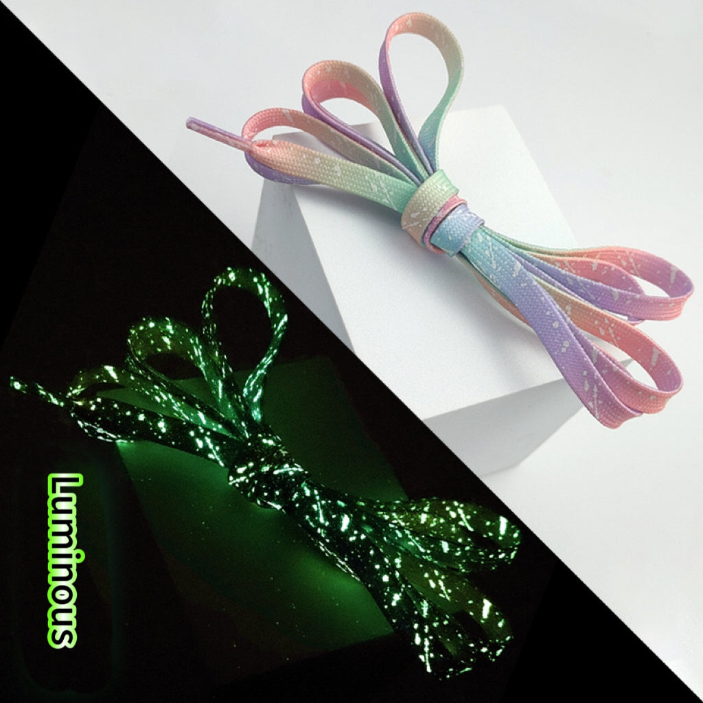 2024 Luminous Luxury Mixed  Color Gradient Flat Shoelaces for sneakers , Glow In The Dark, Fluorescent Laces, Colorful  Luxury Shoelaces, Shoe Accessories, Shoelaces Replacement, Gifts For Others