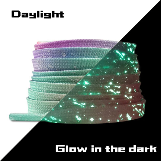 2024 Luminous Luxury Mixed  Color Gradient Flat Shoelaces for sneakers , Glow In The Dark, Fluorescent Laces, Colorful  Luxury Shoelaces, Shoe Accessories, Shoelaces Replacement, Gifts For Others