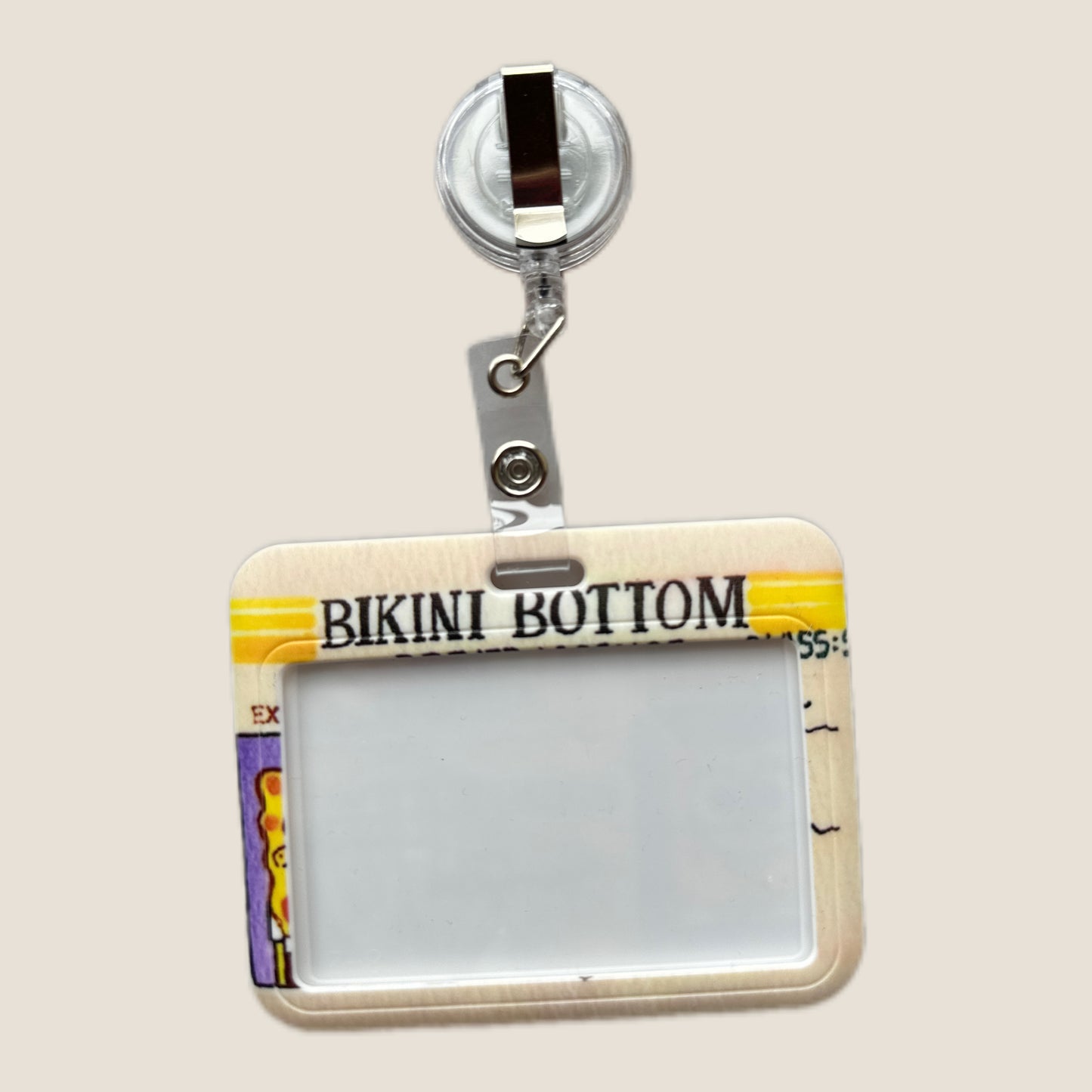 SpongeBob/ Bikini Botton  Driver License Badge Holder and Matching  Retractable Reel/ Waterproof Retractable ID Badge Holders with Clip Name/ Key Card Holder Case for Teacher Nurse Doctor Student Office Gift for Coworkers