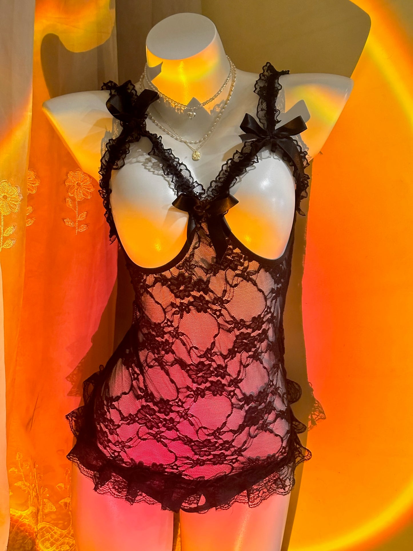 Fxxk Me Tonight❗️Super Sexy Crotchless Unlined Lace Teddy with NIPPLE PASTIES